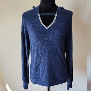 Juicy Couture Burnout V-Neck Long Sleeve Blue Women's Sz XS.